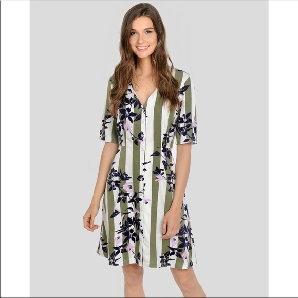 Vero Moda Vilja Floral Shirt Dress is Laurel Wreath NWT - Picture 1 of 11